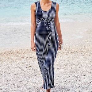 Jojo Maman bebé maternity nursing navy stripe maxi
